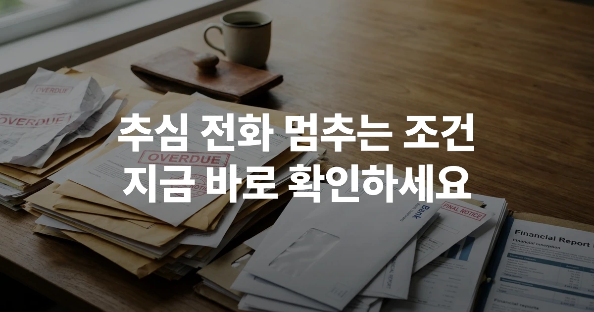 장기연체 채무 추심 중단 관련 연체 고지서와 금융 서류들이 쌓인 모습