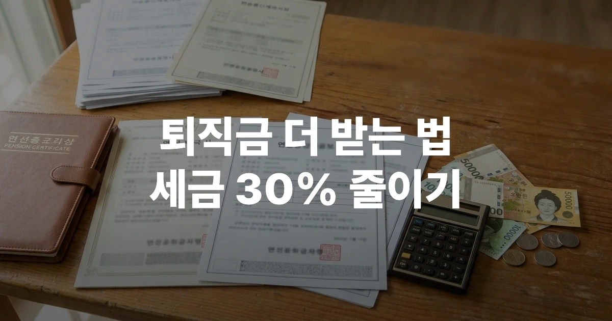 중소기업 퇴직연금 수령 관련 서류와 계산기가 놓인 책상 - 퇴직금 수령 방법 안내