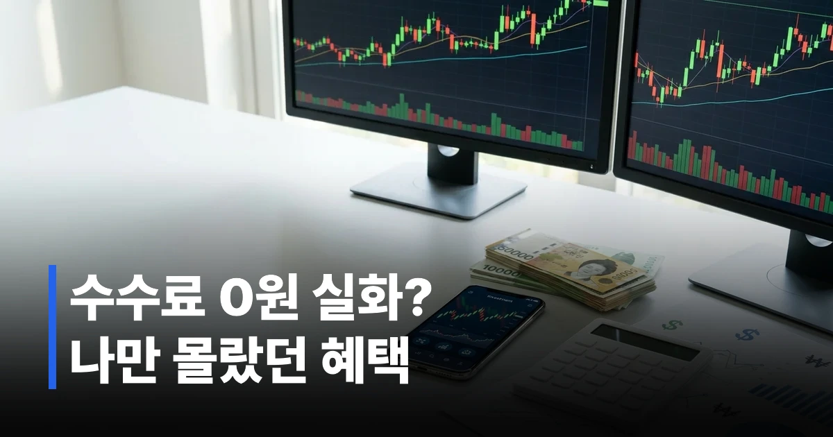 토스증권 해외주식 수수료 비교 자료와 투자 분석 차트가 놓인 책상