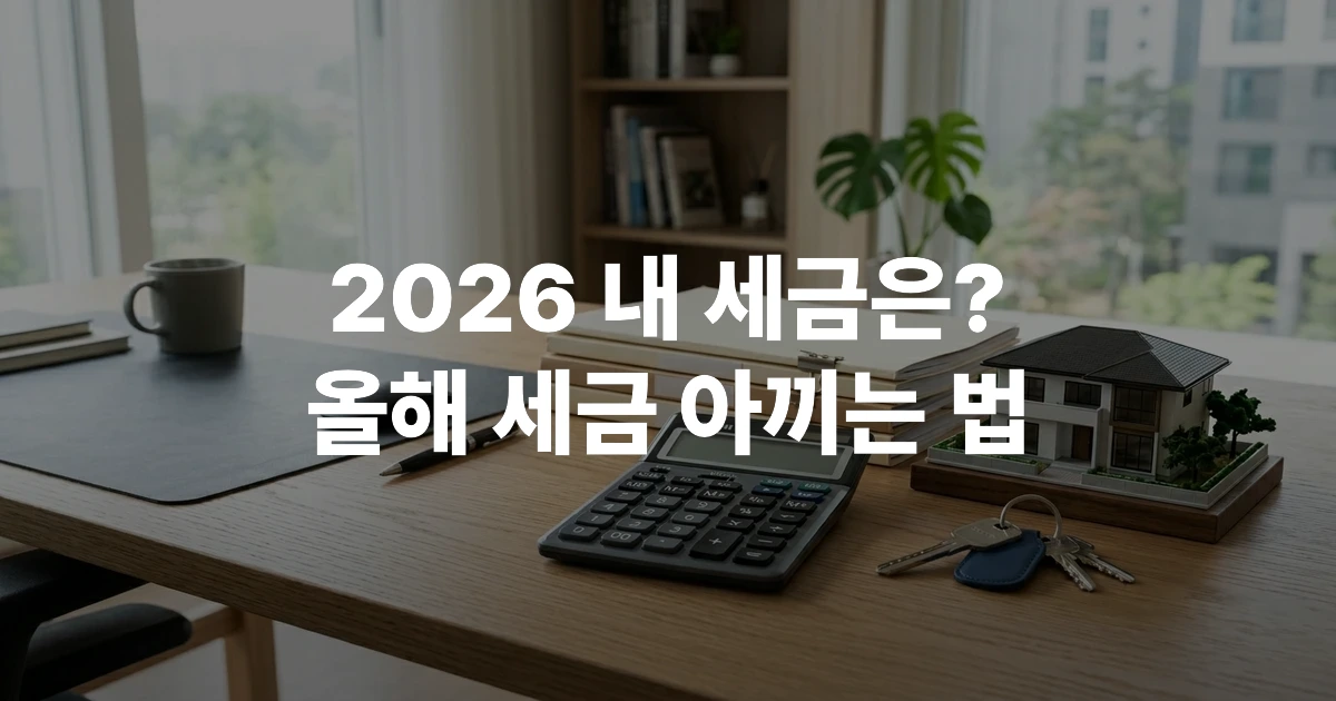 2026년 하반기 부동산 세금 고지서와 계산기가 놓여 있는 사무실 데스크 썸네일 이미지