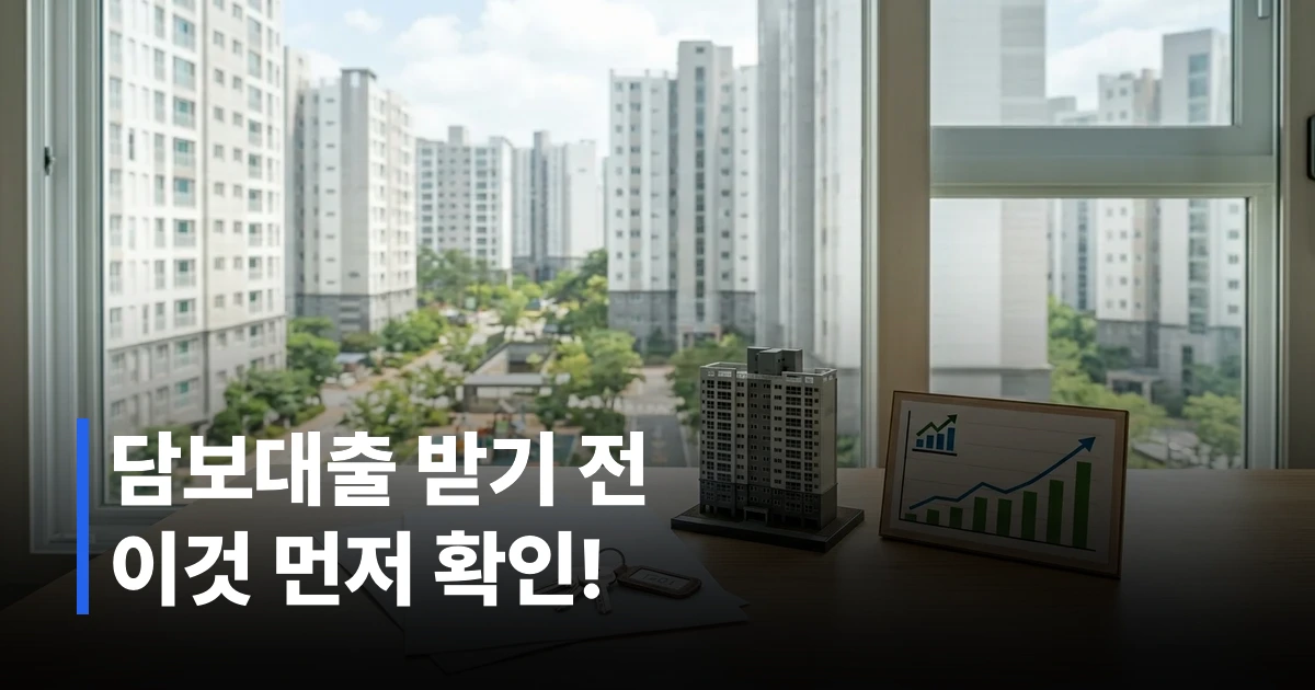 아파트 담보대출 서류와 집 열쇠가 놓인 부동산 계약 테이블