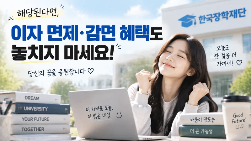 대학생이 학자금 대출 이자 면제·감면 혜택을 놓치지 않도록 확인하는 모습을 담은 이미지