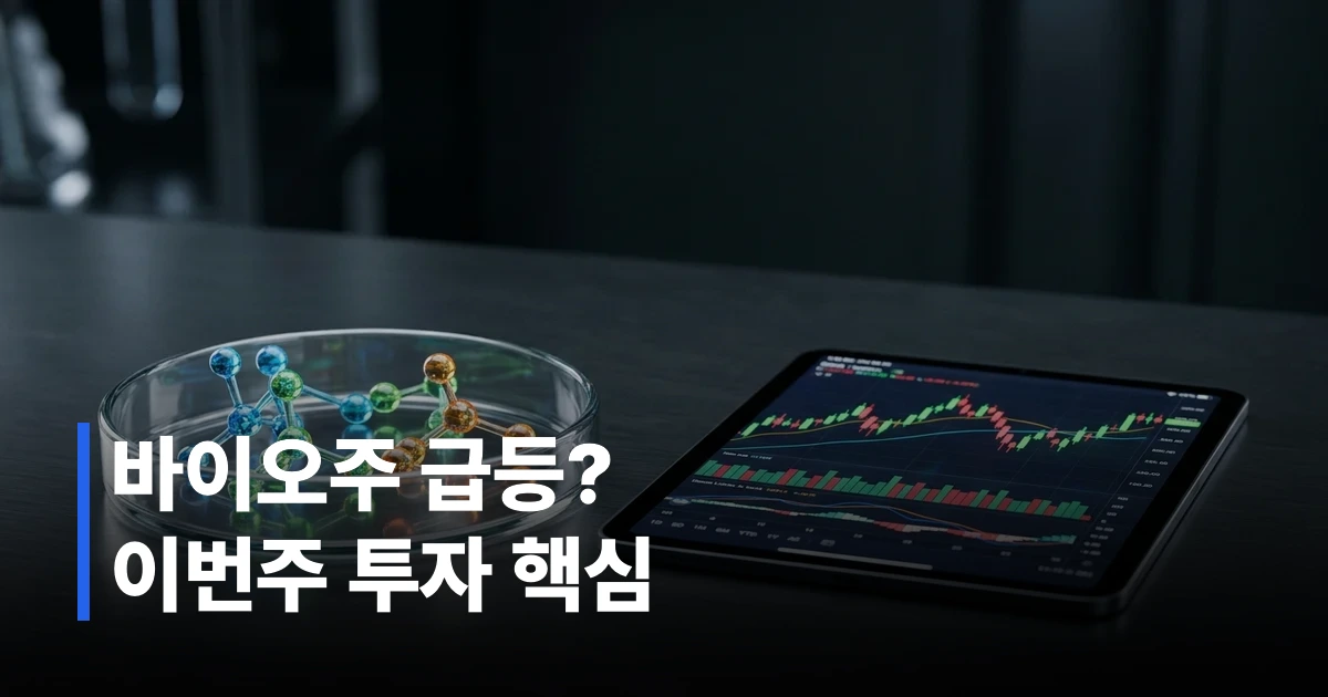 금융 차트와 생화학 분자 모델이 함께 놓인 이미지