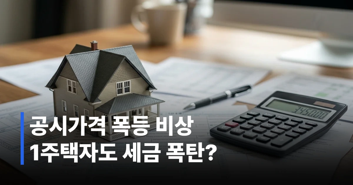 종부세 고지서와 주택 모형이 놓여 있는 책상