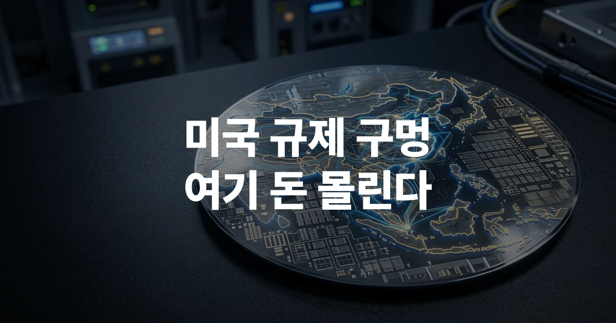 중국 반도체 장비 동남아 우회 유통 경로를 보여주는 인포그래픽