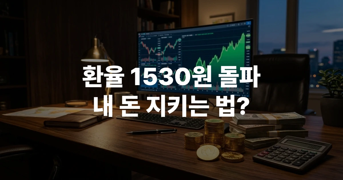 상승하는 원달러 환율 차트와 달러화 금융 자산 이미지