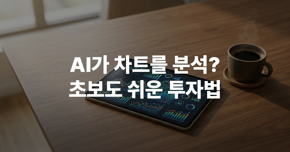 태블릿 화면으로 NH투자증권 AI 서비스를 활용해 주가 차트와 투자 정보를 분석하는 가상의 기기 시각화