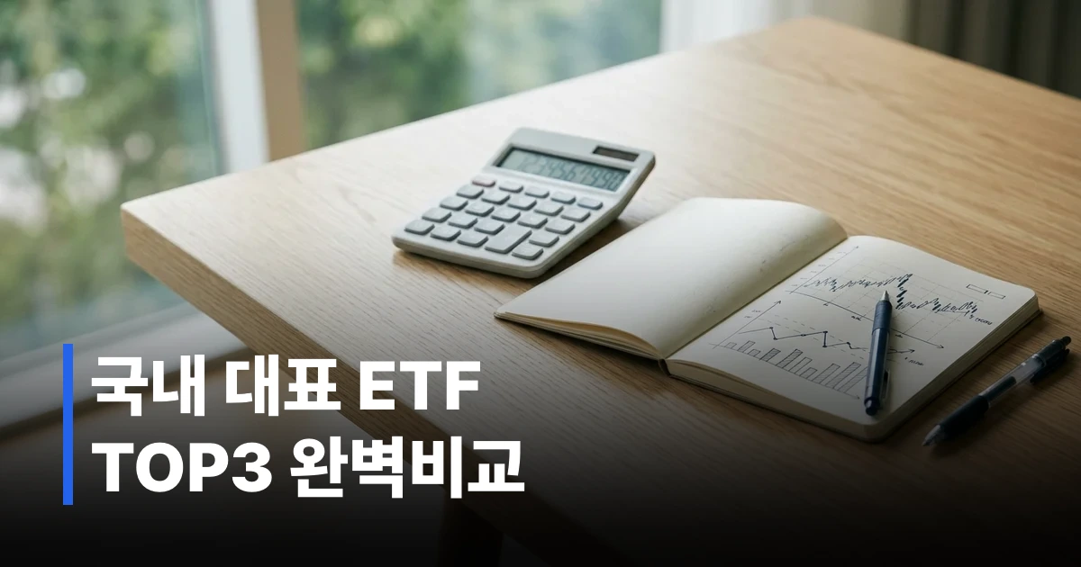 노트북 화면에 표시된 주식 상승 그래프와 그 옆에 배치된 소형 금융 계산기의 정밀 사진
