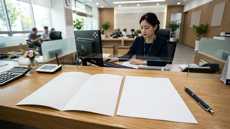 해지 신청서와 원천징수 안내문을 검토하는 모습