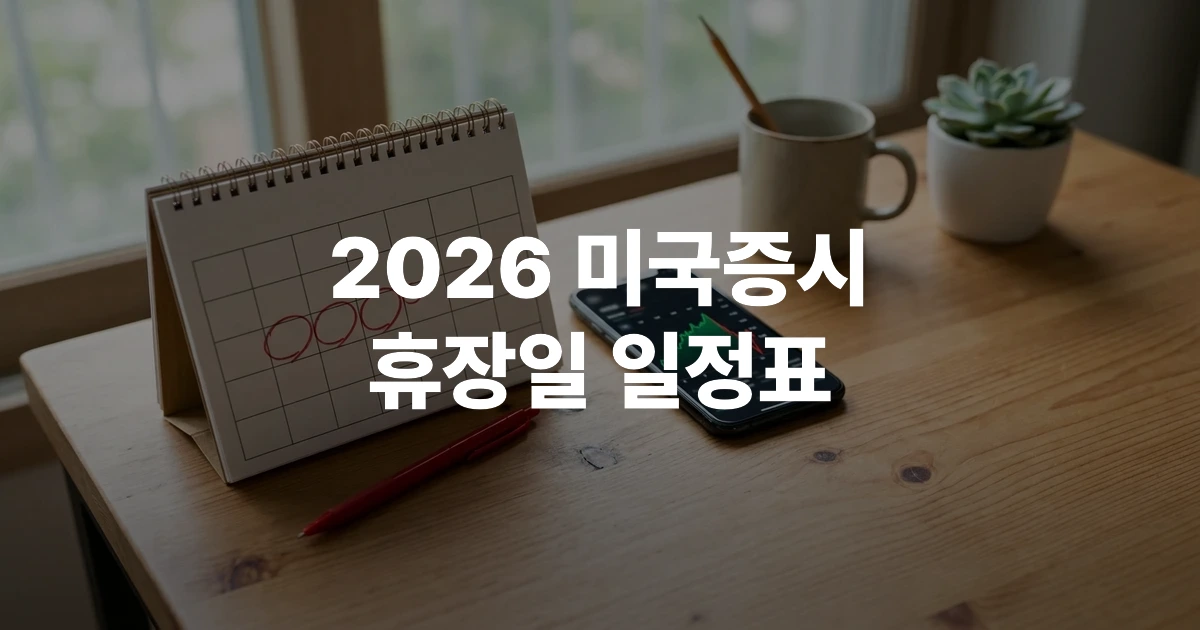 2026년 뉴욕증시 휴장일 일정표 테이블