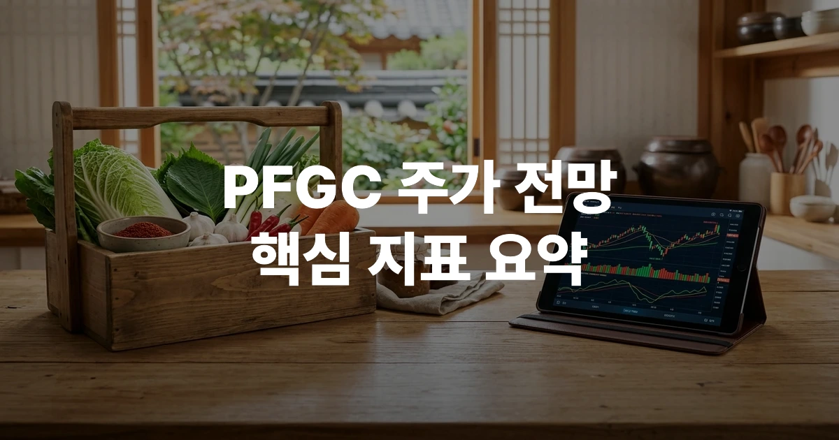 퍼포먼스 푸드 그룹의 물류 상자와 주식 차트 태블릿이 놓여 있는 썸네일 이미지