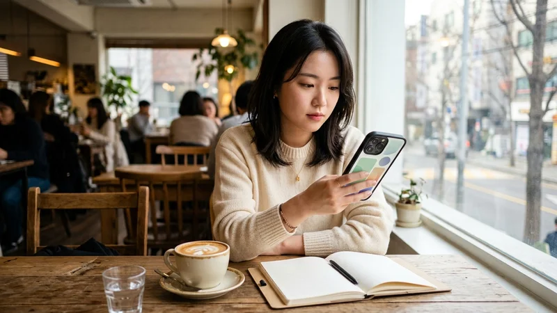 은행 앱으로 적금 상품을 확인하는 모습