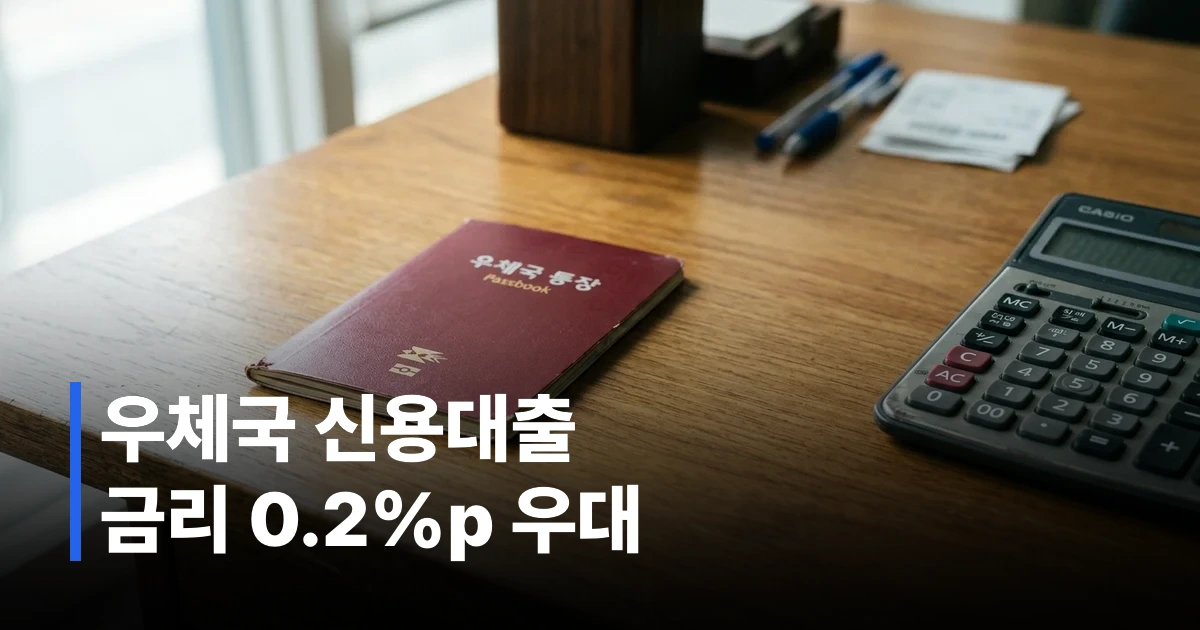 우체국 통장과 계산기가 올려진 책상 썸네일 이미지