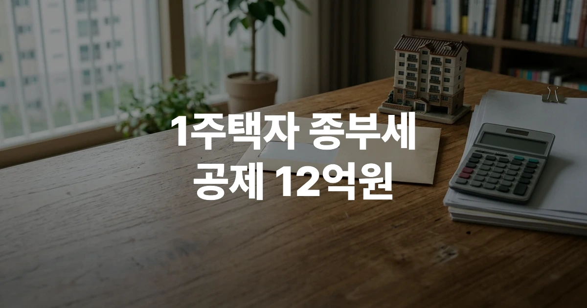 종합부동산세 고지서와 주택 모형, 계산기가 놓인 책상