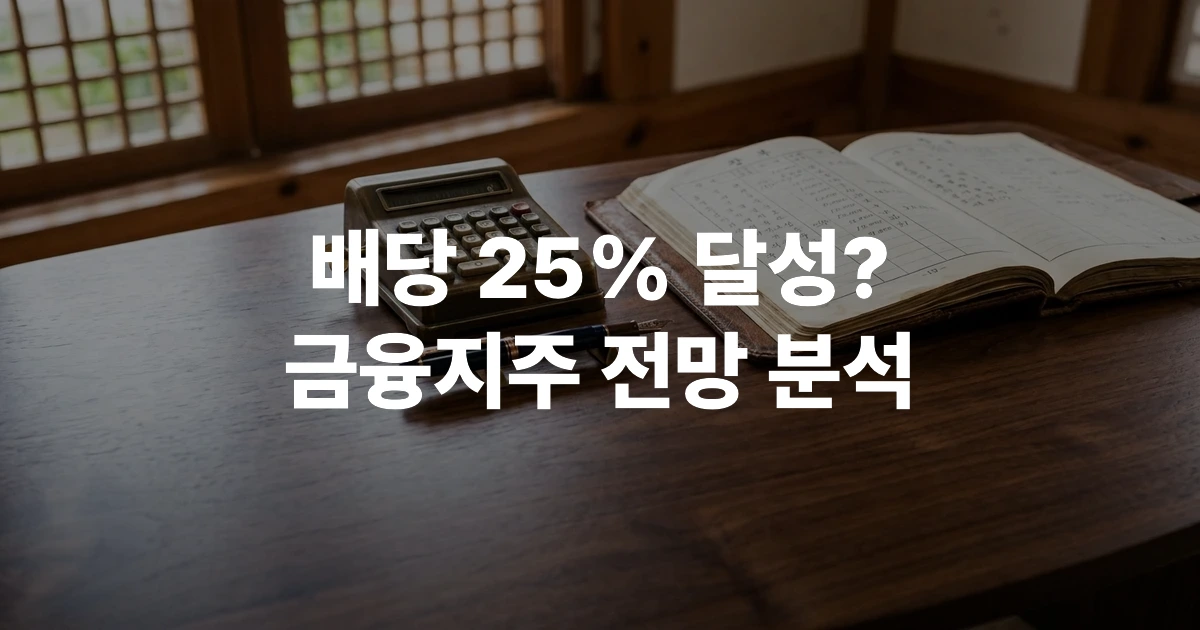 금융지주 주식 전망을 나타내는 모니터와 금융 보고서 이미지