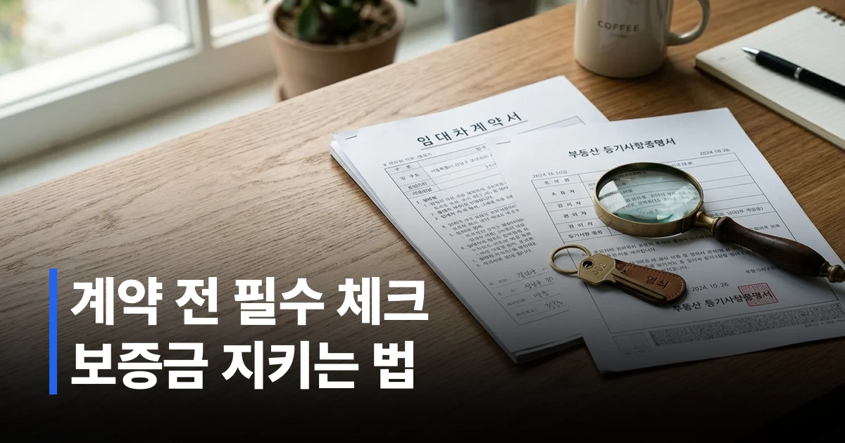 전세 계약서와 등기부등본을 함께 검토하는 모습