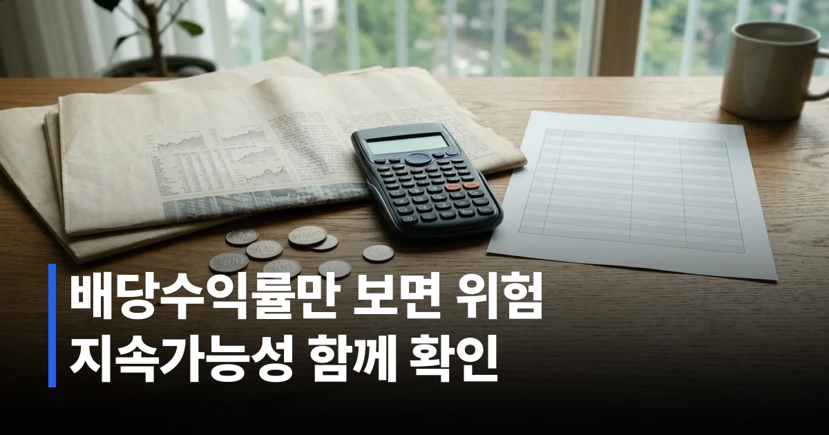 고배당 배당주 순위를 확인할 수 있는 증권 서류와 계산기가 놓인 책상