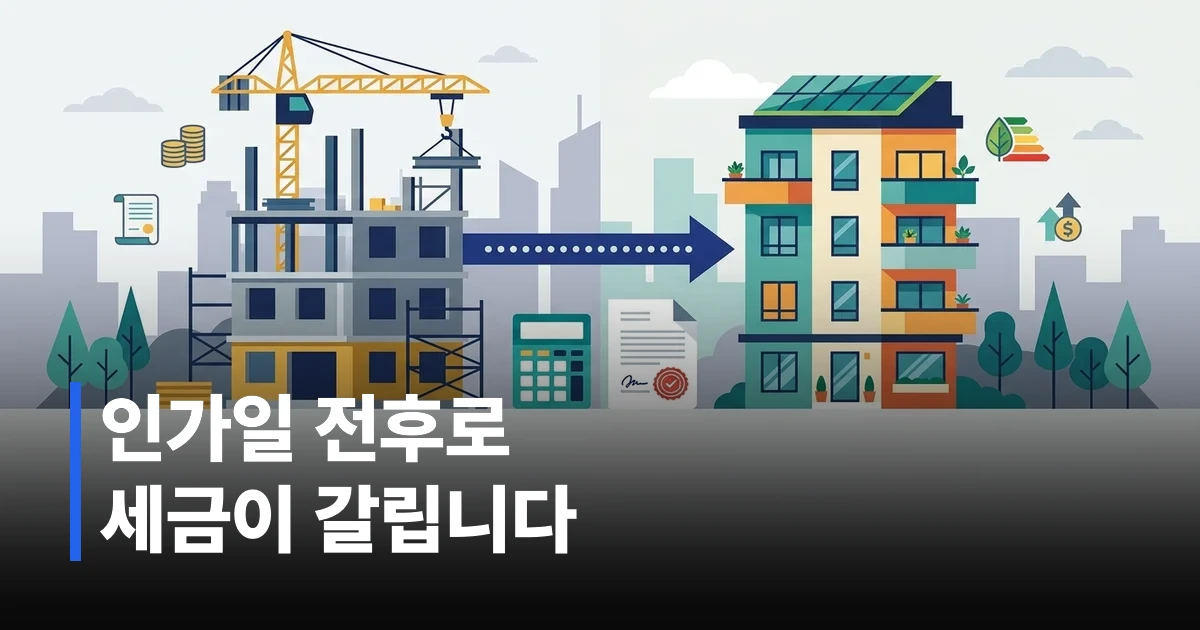 관리처분계획인가일 전후로 나뉘는 조합원 입주권 양도소득세 계산 구조를 보여주는 그래픽