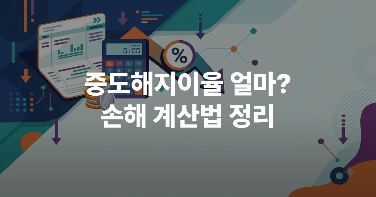 적금 중도해지 이자 손해 계산 개념을 표현한 통장과 계산기, 하락하는 이율 그래픽