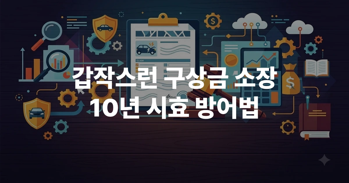 자동차보험 구상금 환수 청구서와 소멸시효 10년을 나타내는 계산기 및 법률 문서 일러스트