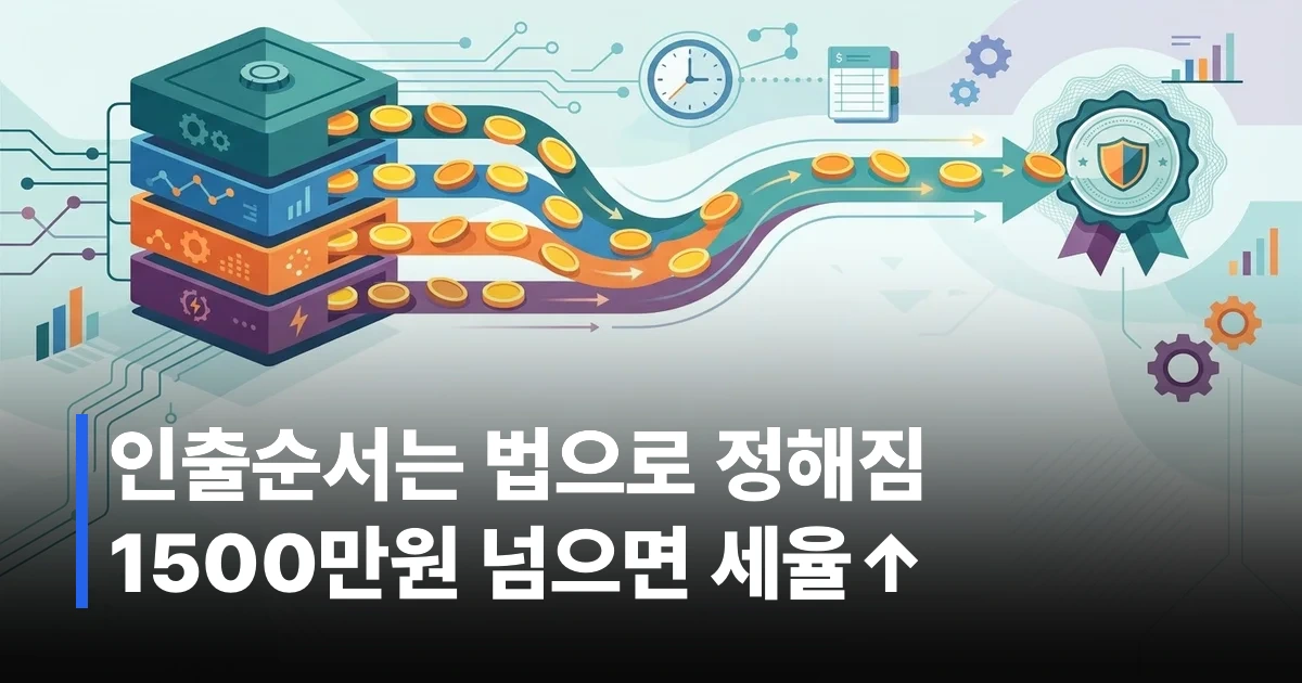 연금계좌 인출 순서와 재원별 세금 구조를 보여주는 일러스트