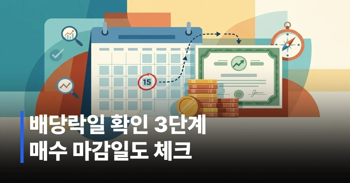 배당락일과 배당기준일 개념을 보여주는 달력과 동전 일러스트