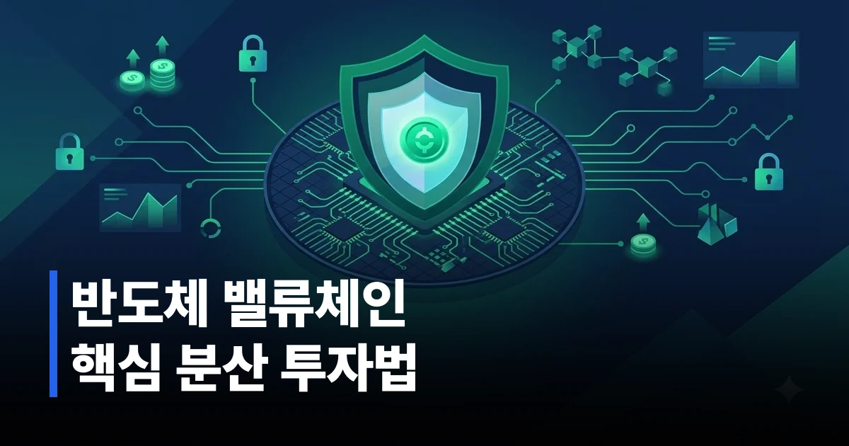 반도체 칩 웨이퍼와 회로망이 연결된 첨단 기술 인포그래픽 일러스트레이션