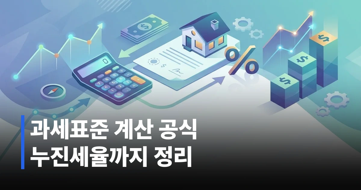 공시가격 문서와 계산기, 퍼센트 기호로 표현한 재산세 과세표준 계산 개념 일러스트