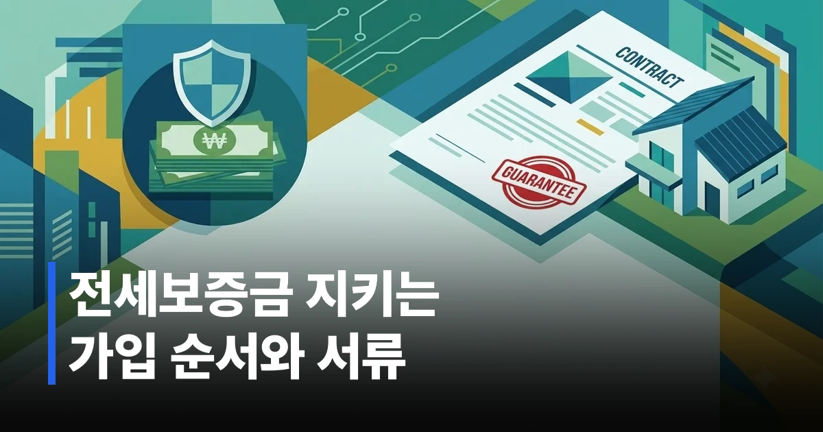 전세계약서와 보증서, 집 모형이 함께 놓인 전세보증금 반환보증 개념 이미지