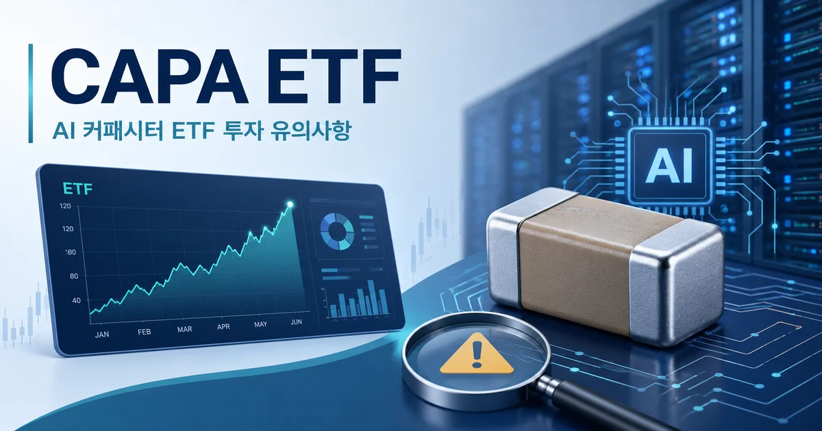 CAPA ETF와 AI 커패시터 투자 유의사항을 표현한 이미지