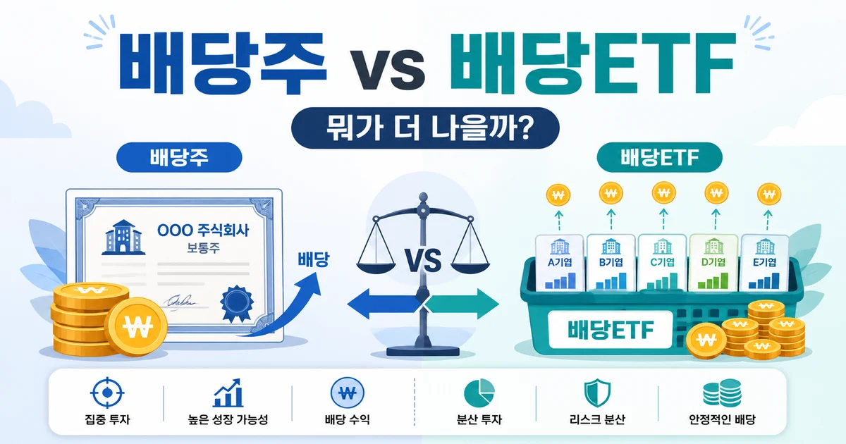 배당주와 배당ETF의 투자 방식과 분산 효과를 비교한 이미지