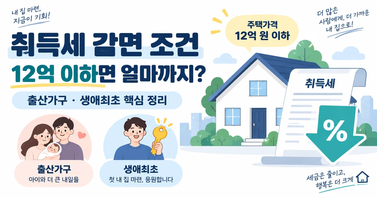 취득세 감면 조건과 12억원 이하 주택의 출산가구·생애최초 감면 혜택 안내