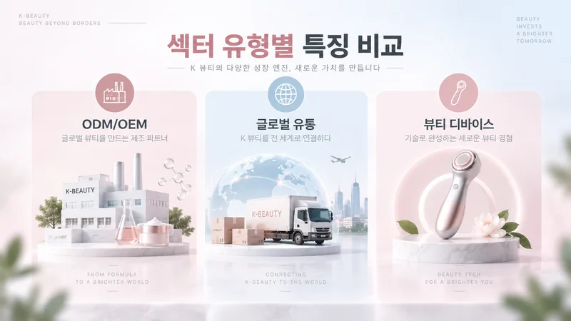 ODM OEM 글로벌 유통 뷰티 디바이스로 구분한 K뷰티 밸류체인 특징 비교