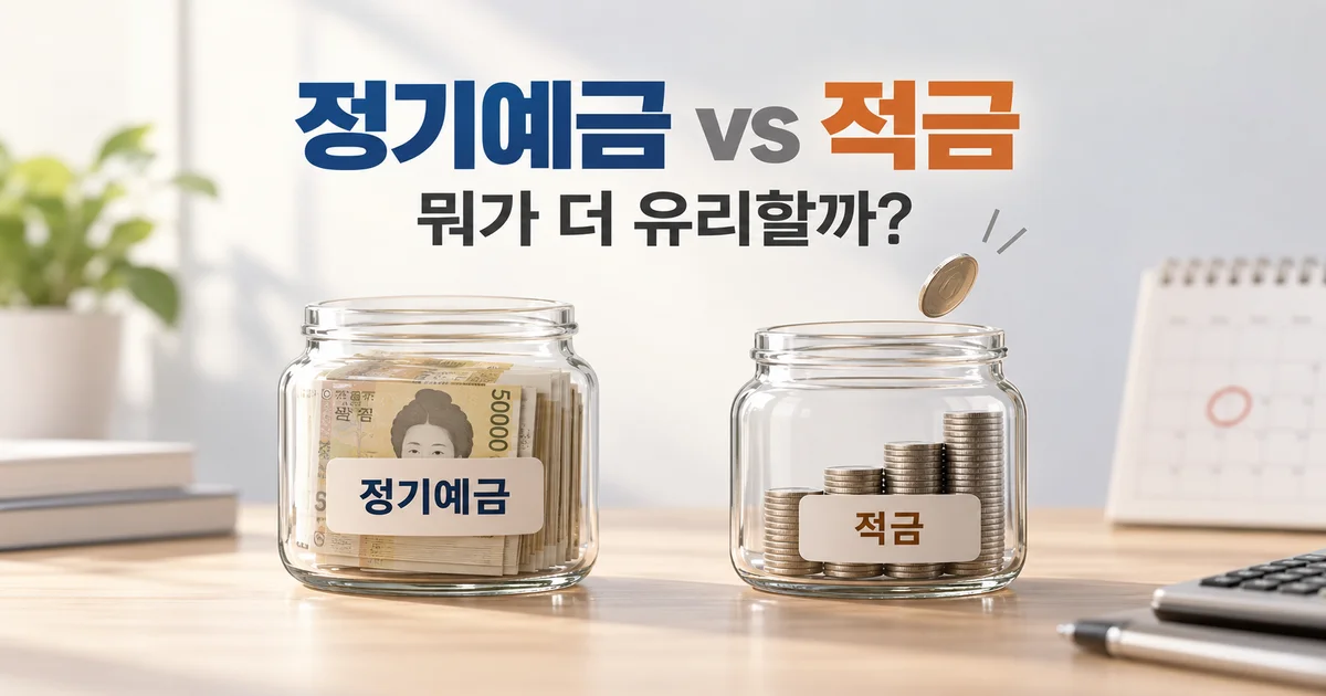 정기예금과 적금의 이자 계산 방식 차이를 표현한 그래픽
