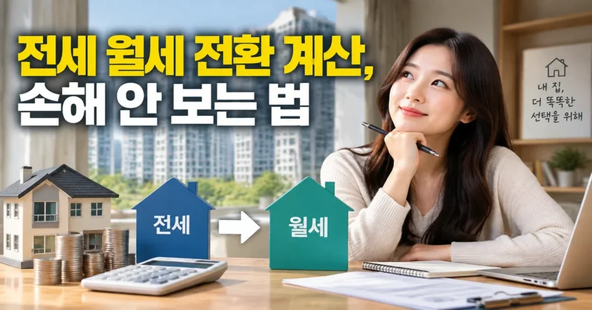 전세보증금 월세 전월세 전환 개념 고민하는 여성 이미지
