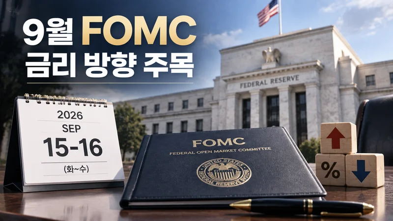 9월 FOMC 회의 일정과 금리 방향 결정을 앞둔 연방준비제도 회의 분위기를 담은 금융 뉴스 이미지