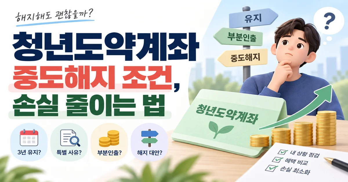 청년도약계좌 일반해지와 특별해지, 부분인출 조건 비교