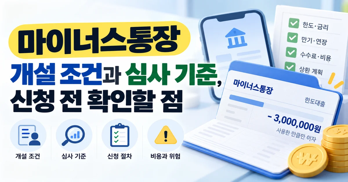 마이너스통장 한도와 실제 사용 잔액을 비교하는 금융 흐름도