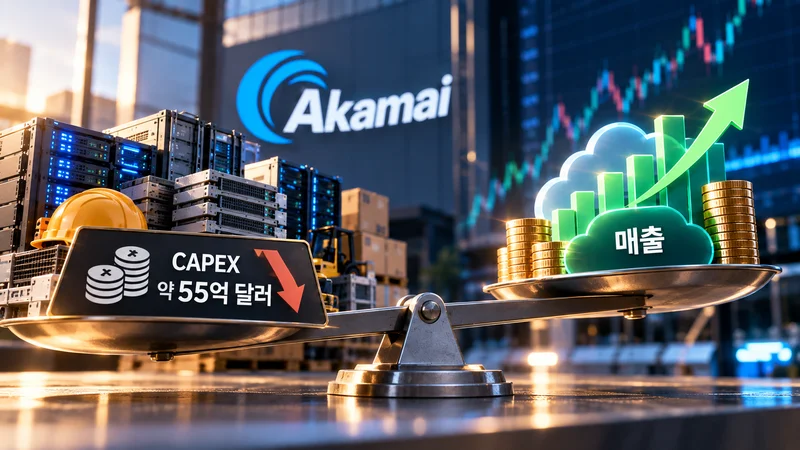 Akamai의 116억 달러 계약과 55억 달러 설비투자 추정치, 투자 일정을 정리한 표.