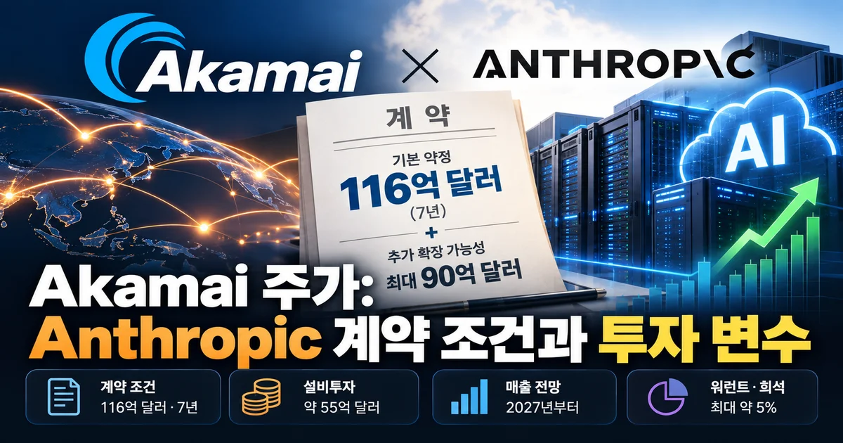 Akamai와 Anthropic의 클라우드 계약을 상징하는 서버와 데이터 흐름