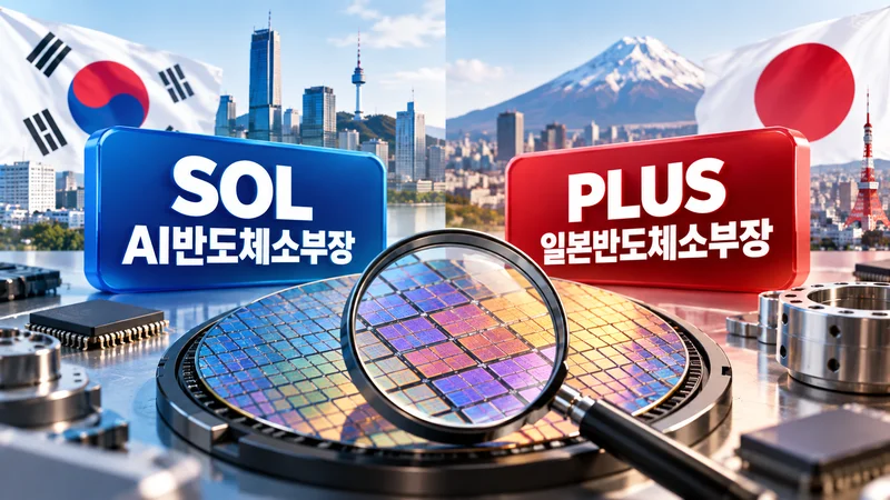 한국과 일본 반도체 소부장 ETF의 상위 5개 편입 종목 비중을 나란히 비교한 표