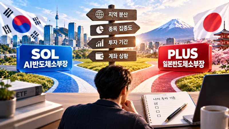 투자자가 두 ETF의 종목 비중과 투자 위험을 비교하고 있다.