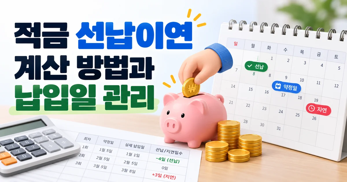 적금 회차별 납입일과 선납·이연 일수를 표시한 달력 일정표